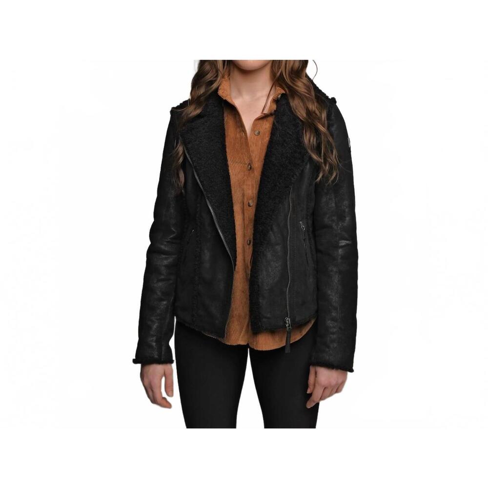 NEW MAURITIUS adina rf leather jacket in black